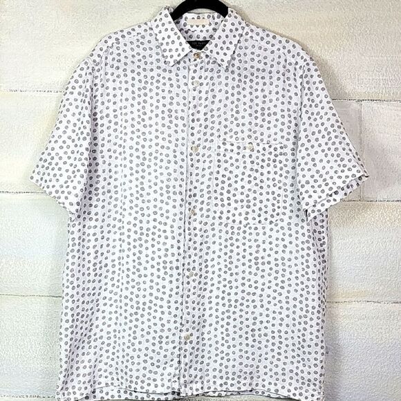 Ted Baker 100% linen White and Gray Polka Dot Shirt. Size 4 = size L - Picture 1 of 10
